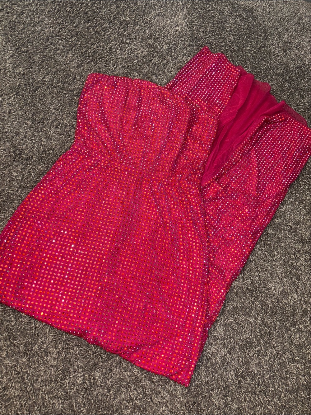 Oh Polly Pink Sequin Strapless Dress
